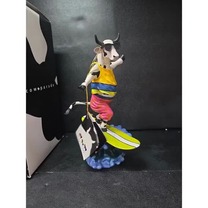 Cow Parade Cowabunga Surfer Figurine, Westland Giftware #7253